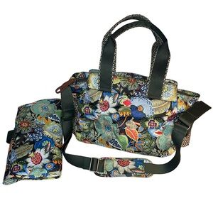 Oilily Designer Changing Diaper Baby Bag w/ Pad Tropical Floral Large Tote 10x13